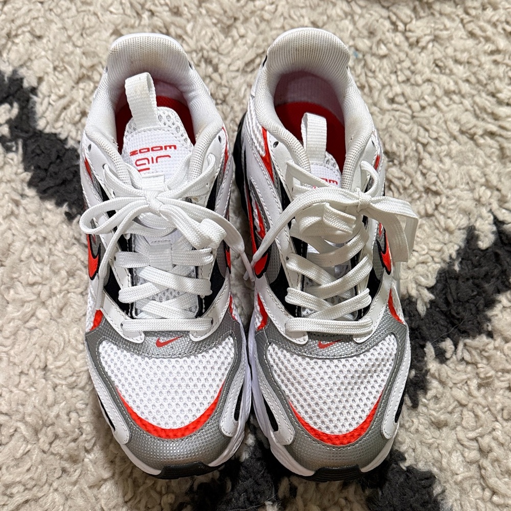 White and Orange Zoom Air Sneakers